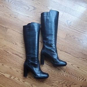 Tod's Black Leather Knee High Boots